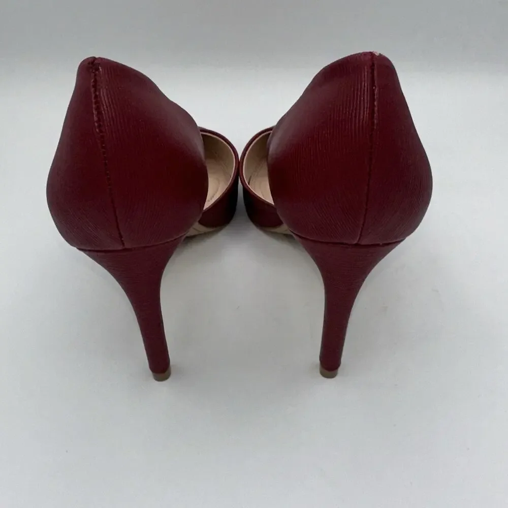 Kelly And Katie Womens Driella Red Faux Leather Heels Size 10 Sexy